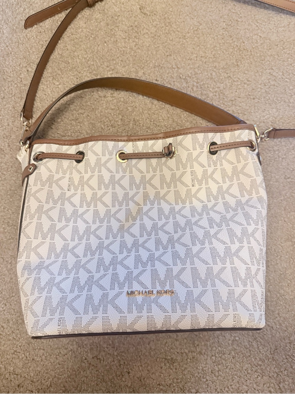Michael Kors White Signature Logo bucket Bag